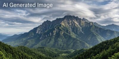 木曽の風越山(画像はAIによるイメージです)(中央線鉄道唱歌:上松周辺関連)