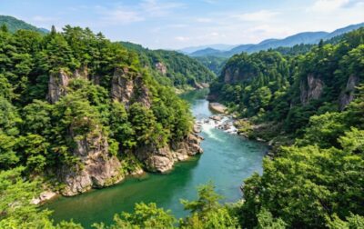 木曽川が作り出す景色「日本ライン」(画像はAIによるイメージです)(可児市関連)