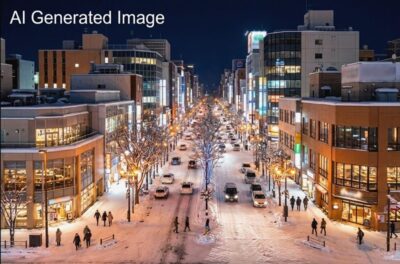 夜の札幌の街のイメージ(画像はAIによるイメージです)