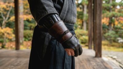 武士が手に巻く「鞆（とも）」の例（画像はAIによるイメージです）（鞆の浦関連）