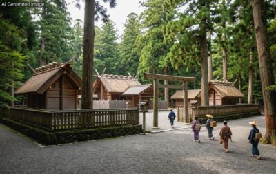 江戸時代の伊勢神宮・外宮（画像はあくまでAIによるイメージです。）