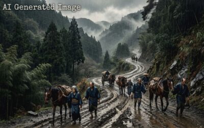 あまりに険しい道の「田原坂」。（画像はAIによるイメージです）