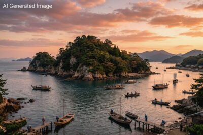 江戸時代の鞆の浦・仙酔島（画像はAIによるイメージです）