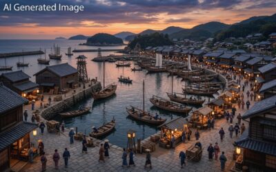 江戸時代の福山・鞆の浦（画像はAIによるイメージです）