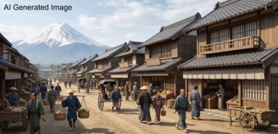 江戸時代の三島宿(画像はAIによるイメージです)