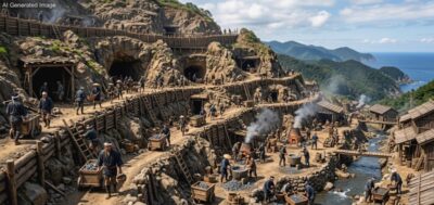 江戸時代の佐渡金山(画像はAIによるイメージです)