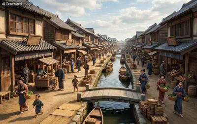 江戸時代の難波(画像はあくまでAIによるイメージです。)