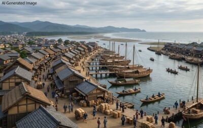江戸時代の新潟港(画像はAIによるイメージです。実際と異なる描写がある可能性があります)