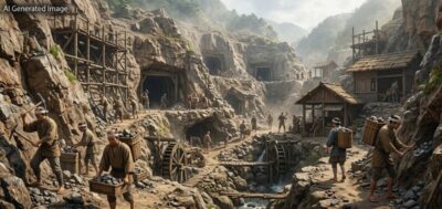 江戸時代の石見銀山（画像はAIによるイメージです）