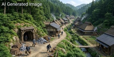 江戸時代の石見銀山（画像はAIによるイメージです）
