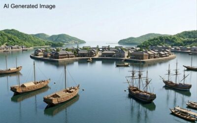 江戸時代の長崎の「出島」（画像はAIによるイメージです）