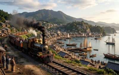 グラバーが長崎で走らせた、日本初の鉄道(画像はAIによるイメージです)