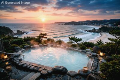 白浜温泉(画像はAIによるイメージです)(紀勢本線の旅)
