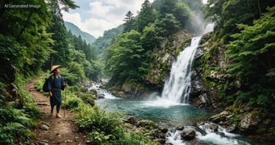 江戸時代の「布引の滝」。(鉄道唱歌の旅)