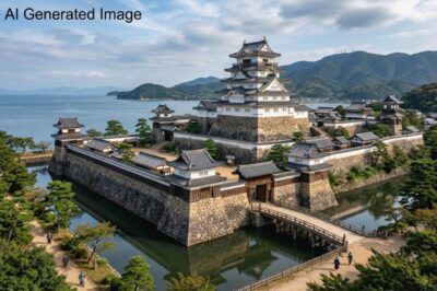 江戸時代の赤穂城（画像はあくまでAIによるイメージです。史実とは異なる描写がある可能性があります）