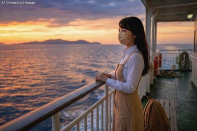 筆者、隠岐へ向かう(という設定のAI画像)。
