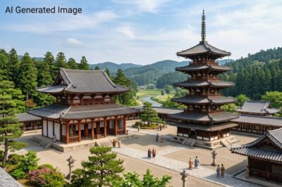 飛鳥時代の法隆寺(画像はAIによるイメージです)