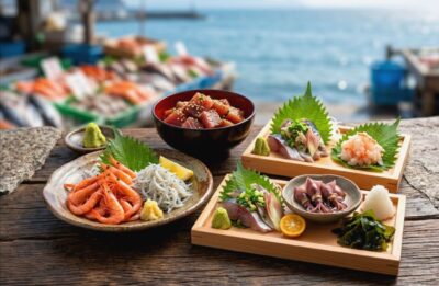 駿河湾の「海の幸」のイメージ(画像はあくまで、AIによるイメージになります。実物とは無関係です。)