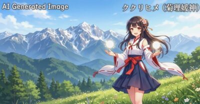 白山連峰の女神・ククリヒメ（画像はAIによるイメージです）（鉄道唱歌：手取川・白山関連）