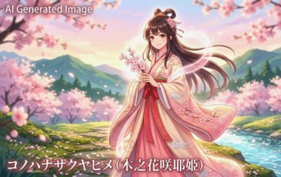 コノハナサクヤヒメ(画像はあくまでAIによるイメージです。)(鉄道唱歌:小牛田関連)
