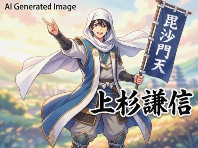 越後の虎・上杉謙信(画像はAIによるイメージです)(鉄道唱歌:川中島関連)