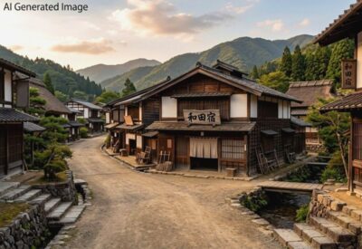 江戸時代の和田峠・和田宿（画像はあくまでもAIによるイメージです。史実とは異なる描写がある可能性がありますので、ご了承ください。）