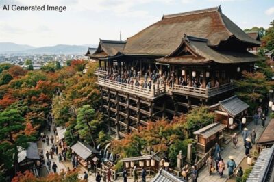 江戸時代の京都・清水寺（現在は国の有形重要文化財）（画像はあくまでAIによるイメージです）