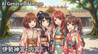 伊勢神宮・内宮の参詣(画像はあくまでAIによるイメージです。)