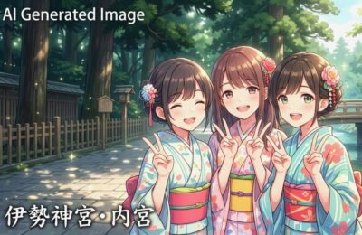 伊勢神宮・内宮の参詣(画像はあくまでAIによるイメージです。)