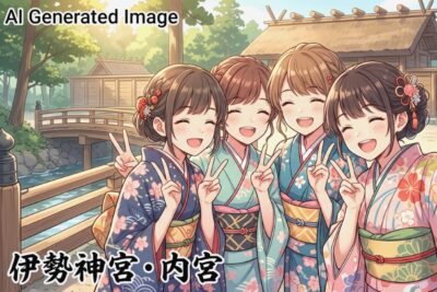 伊勢神宮・内宮の参詣(画像はあくまでAIによるイメージです。)