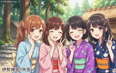 伊勢神宮・外宮の参詣(画像はあくまでAIによるイメージです。)