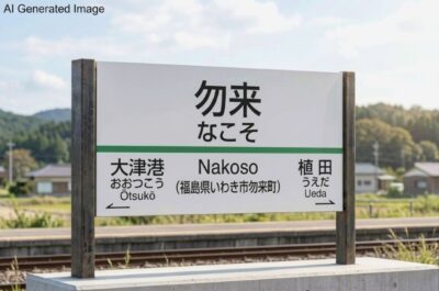 勿来駅（福島県いわき市勿来町）（画像はAIによるイメージです。実物・実際の景色ではありません）