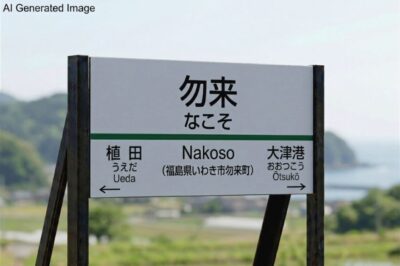 勿来駅（福島県いわき市勿来町）（画像はAIによるイメージです。実物・実際の景色ではありません）