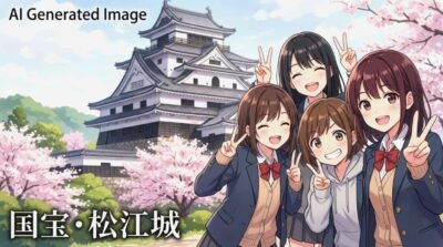 国宝・松江城の観光(画像はあくまでAIによるイメージです。)