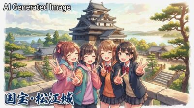 国宝・松江城の観光(画像はあくまでAIによるイメージです。)