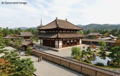 奈良時代の西大寺（画像はあくまでAIによるイメージです。史実とは異なる描写がある可能性がありますので、ご了承ください。）