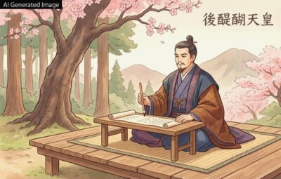 吉野(南朝)時代の後醍醐天皇(画像はあくまでAIによるイメージです。史実とは異なる描写がある可能性がありますので、ご了承ください。)