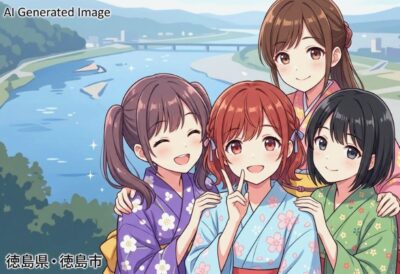 徳島県徳島市の観光(吉野川など)(画像はあくまでAIによるイメージです。)