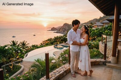 新婚旅行のイメージ(画像はAIによるイメージです)(結婚の歴史関連)