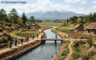 明治時代の那須疏水のイメージ(画像はAIによるイメージです)