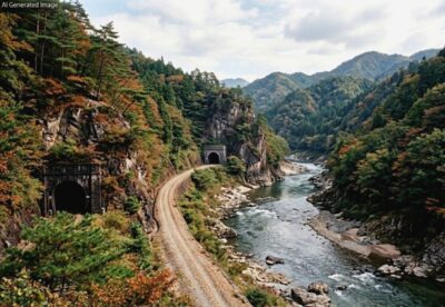 明治時代の愛岐トンネル群・古虎渓・玉野峡谷(画像はあくまでAIによるイメージです)