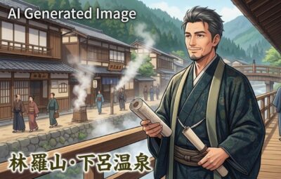 下呂温泉と林羅山（画像はAIによるイメージです）