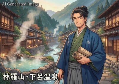 下呂温泉と林羅山（画像はあくまでAIによるイメージです。）