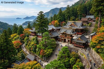 江戸時代の久能山東照宮(画像はAIによるイメージです。史実とは異なる描写がある可能性があります)