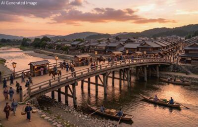 かつての京都は日本の首都であったため、京都へ向かうことを「上る」「上洛」と呼んでいた(画像はあくまでAIによるイメージです。)