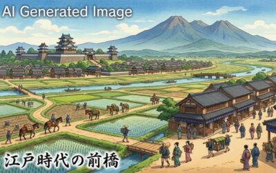 江戸時代の前橋(画像はあくまでAIによるイメージです。史実とは異なる描写がある可能性がありますので、ご了承ください。)(両毛線や群馬県の歴史関連)