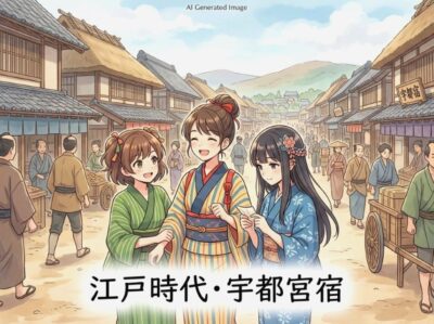 江戸時代の宇都宮宿(画像はあくまでAIによるイメージです。)