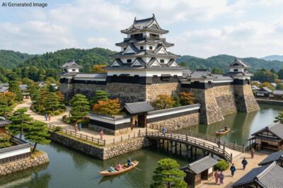 江戸時代の彦根城(画像はあくまでAIによるイメージです。史実とは異なる描写がある可能性があります。)