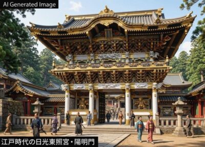 江戸時代の日光東照宮・陽明門（画像はあくまでAIによるイメージです。）