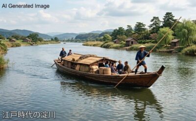 江戸時代の淀川（画像はあくまでAIによるイメージです。）